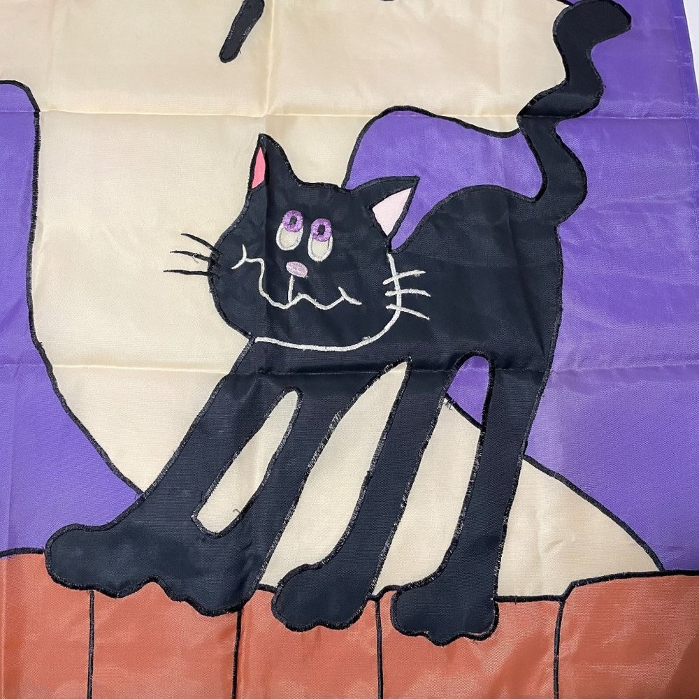 Halloween Garden House Flag Ghost Black Cat Trick or Treat Purple Outdoor 27X38 - Picture 6 of 11
